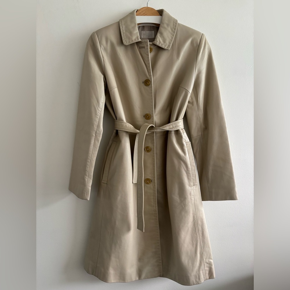 Lamb Leather Trench Coat – Beige